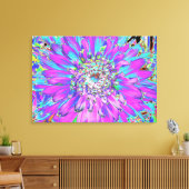抽象芸術トリップ（幻覚体験）のようなアクア、ライムグリーンとパープルダリア キャンバスプリント (インサイチュ (リビング))