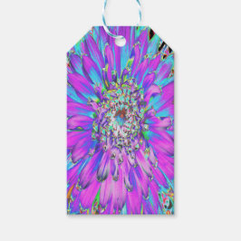 抽象芸術トリップ（幻覚体験）のようなアクア、ライムグリーンとパープルダリア ギフトタグ