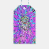 抽象芸術トリップ（幻覚体験）のようなアクア、ライムグリーンとパープルダリア ギフトタグ (裏面)