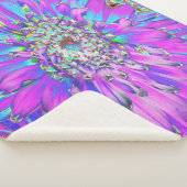 抽象芸術トリップ（幻覚体験）のようなアクア、ライムグリーンとパープルダリア シェルパブランケット (3/4)