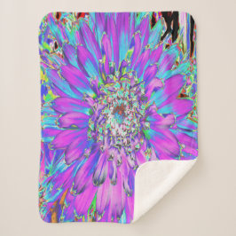 抽象芸術トリップ（幻覚体験）のようなアクア、ライムグリーンとパープルダリア シェルパブランケット