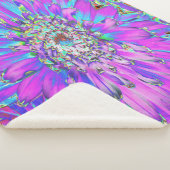 抽象芸術トリップ(幻覚体験)のようなアクア、ライムグリーンとパープルダリア シェルパブランケット (3/4)