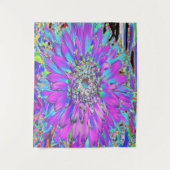 抽象芸術トリップ（幻覚体験）のようなアクア、ライムグリーンとパープルダリア タペストリー (正面)