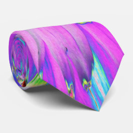 抽象芸術トリップ（幻覚体験）のようなアクア、ライムグリーンとパープルダリア ネクタイ