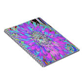 抽象芸術トリップ(幻覚体験)のようなアクア、ライムグリーンとパープルダリア ノートブック (右側)