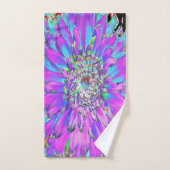 抽象芸術トリップ（幻覚体験）のようなアクア、ライムグリーンとパープルダリア バスタオルセット (ハンドタオル)