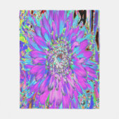 抽象芸術トリップ（幻覚体験）のようなアクア、ライムグリーンとパープルダリア フリースブランケット (正面)