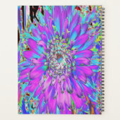 抽象芸術トリップ（幻覚体験）のようなアクア、ライムグリーンとパープルダリア プランナー手帳 (裏面)