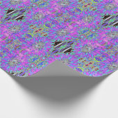 抽象芸術トリップ（幻覚体験）のようなアクア、ライムグリーンとパープルダリア ラッピングペーパー (角)