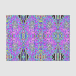 抽象芸術トリップ（幻覚体験）のようなアクア、ライムグリーンとパープルダリア 薄葉紙