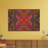 抽象芸術トリップ（幻覚体験）のようなオレンジとマゼンタ蝶 キャンバスプリント (インサイチュ (リビング))