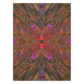 抽象芸術トリップ（幻覚体験）のようなオレンジとマゼンタ蝶 テーブルクロス (正面)