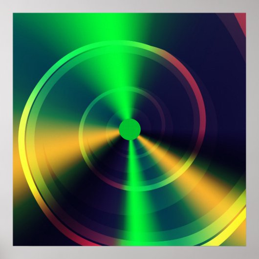 抽象芸術トリップ(幻覚体験)のようなグルーヴィーグリーンスワールフラクタルアート ポスター (正面)