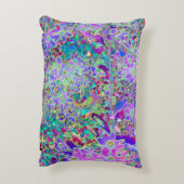 抽象芸術トリップ(幻覚体験)のようなピンクと紫の花 アクセントクッション (裏面(縦))