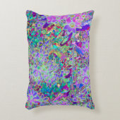 抽象芸術トリップ(幻覚体験)のようなピンクと紫の花 アクセントクッション (正面(垂直))