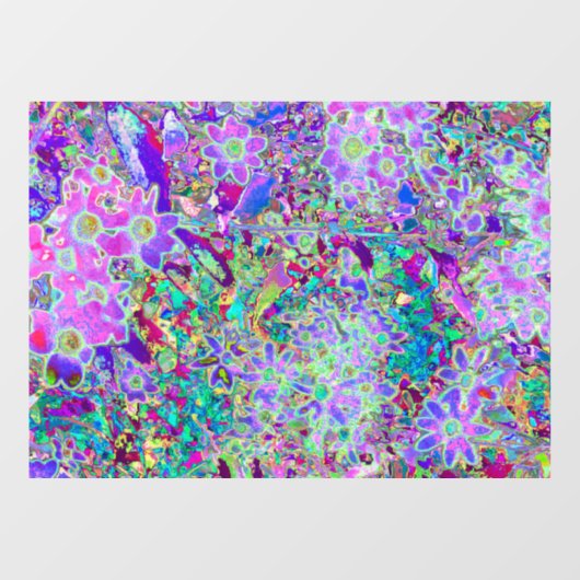 抽象芸術トリップ（幻覚体験）のようなピンクと紫の花 ウィンドウサイン (シート)
