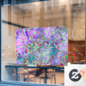 抽象芸術トリップ（幻覚体験）のようなピンクと紫の花 ウィンドウサイン (カフェ窓)