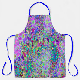抽象芸術トリップ（幻覚体験）のようなピンクと紫の花 エプロン