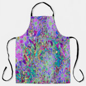 抽象芸術トリップ（幻覚体験）のようなピンクと紫の花 エプロン (正面)