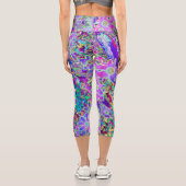 抽象芸術トリップ（幻覚体験）のようなピンクと紫の花 カプリレギンス (裏面)