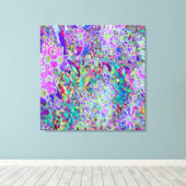 抽象芸術トリップ(幻覚体験)のようなピンクと紫の花 キャンバスプリント (インサイチュ (ウッドフロア))