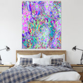 抽象芸術トリップ(幻覚体験)のようなピンクと紫の花 キャンバスプリント (インサイチュ (寝室))