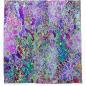 抽象芸術トリップ（幻覚体験）のようなピンクと紫の花 シャワーカーテン (正面)