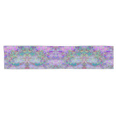 抽象芸術トリップ(幻覚体験)のようなピンクと紫の花 ショートテーブルランナー (横)