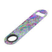 抽象芸術トリップ（幻覚体験）のようなピンクと紫の花 スピード栓抜き (裏面アングル)