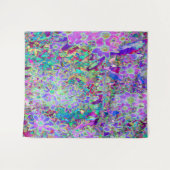 抽象芸術トリップ（幻覚体験）のようなピンクと紫の花 タペストリー (正面(横))