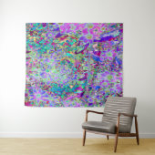 抽象芸術トリップ（幻覚体験）のようなピンクと紫の花 タペストリー (インサイチュ(横))