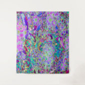 抽象芸術トリップ（幻覚体験）のようなピンクと紫の花 タペストリー (正面)