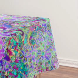 抽象芸術トリップ（幻覚体験）のようなピンクと紫の花 テーブルクロス