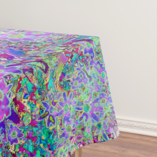 抽象芸術トリップ（幻覚体験）のようなピンクと紫の花 テーブルクロス (インサイチュ)