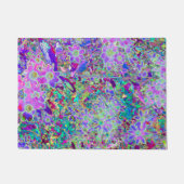 抽象芸術トリップ（幻覚体験）のようなピンクと紫の花 ドアマット (正面)