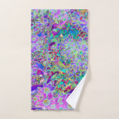 抽象芸術トリップ(幻覚体験)のようなピンクと紫の花 バスタオルセット (ハンドタオル)