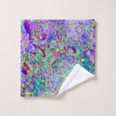 抽象芸術トリップ(幻覚体験)のようなピンクと紫の花 バスタオルセット (ウォッシュタオル)