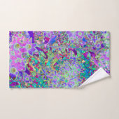 抽象芸術トリップ(幻覚体験)のようなピンクと紫の花 バスタオルセット (ハンドタオル)