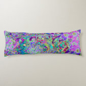 抽象芸術トリップ(幻覚体験)のようなピンクと紫の花 ボディピロー (裏面)