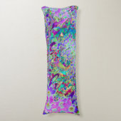 抽象芸術トリップ(幻覚体験)のようなピンクと紫の花 ボディピロー (正面縦)