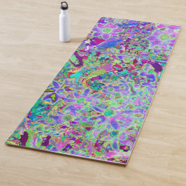 抽象芸術トリップ（幻覚体験）のようなピンクと紫の花 ヨガマット