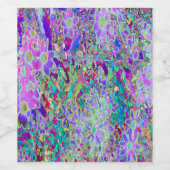 抽象芸術トリップ（幻覚体験）のようなピンクと紫の花 ワインラベル (シングルラベル)