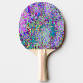 抽象芸術トリップ（幻覚体験）のようなピンクと紫の花 卓球ラケット (裏面)