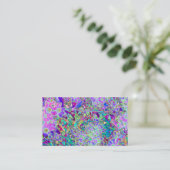 抽象芸術トリップ（幻覚体験）のようなピンクと紫の花 名刺 (スタンド正面)