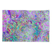 抽象芸術トリップ（幻覚体験）のようなピンクと紫の花 枕カバー (裏面)