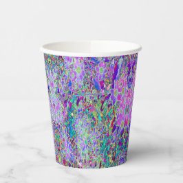 抽象芸術トリップ（幻覚体験）のようなピンクと紫の花 紙コップ