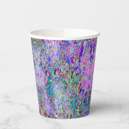 抽象芸術トリップ（幻覚体験）のようなピンクと紫の花 紙コップ (左)