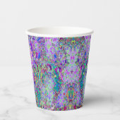 抽象芸術トリップ（幻覚体験）のようなピンクと紫の花 紙コップ (正面)