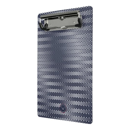 抽象芸術トリップ(幻覚体験)のようなブラック&ホワイト素晴らしいストライプモノグラム ミニクリップボード (アングル2)