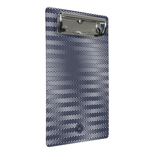 抽象芸術トリップ（幻覚体験）のようなブラック&ホワイト素晴らしいストライプモノグラム ミニクリップボード (アングル)